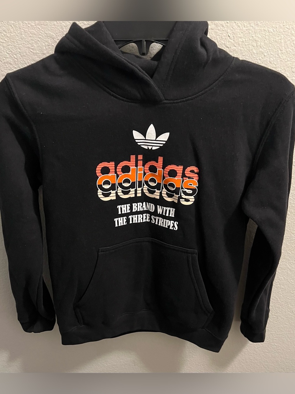 Adidas Kids Black The Brand With The Three Stripes Hoodie Size Medium